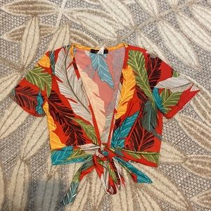 Cameo Tropical Wrap Top